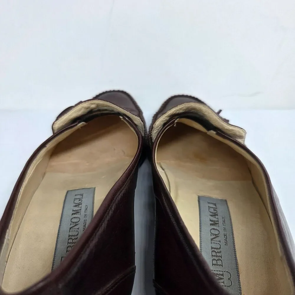Bruno Magli 29920 Legacy Mens Brown Leather Tassel Italian Loafers Size US 8 M